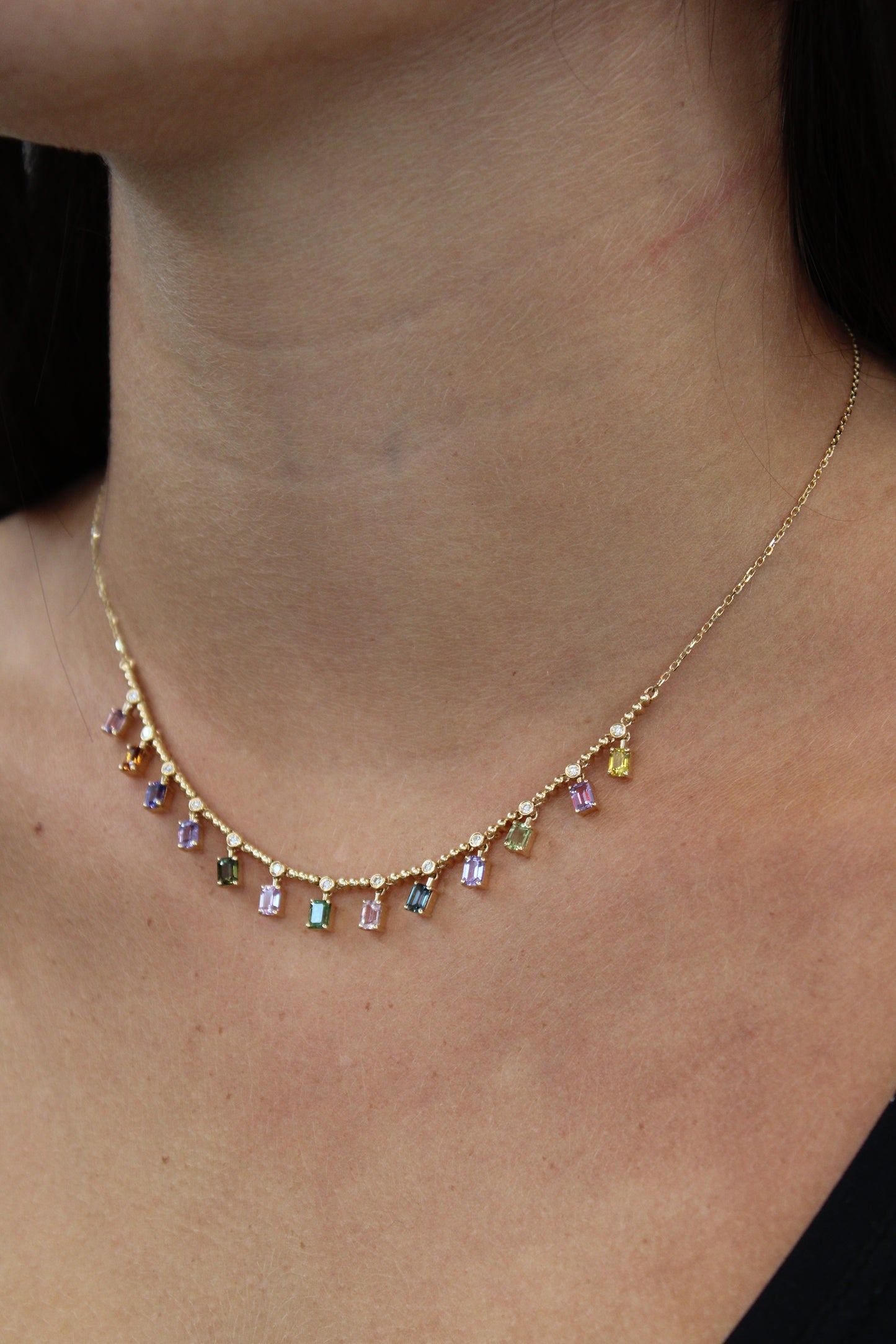 Yellow Gold Sapphire Necklace - The Jewelers Lebanon