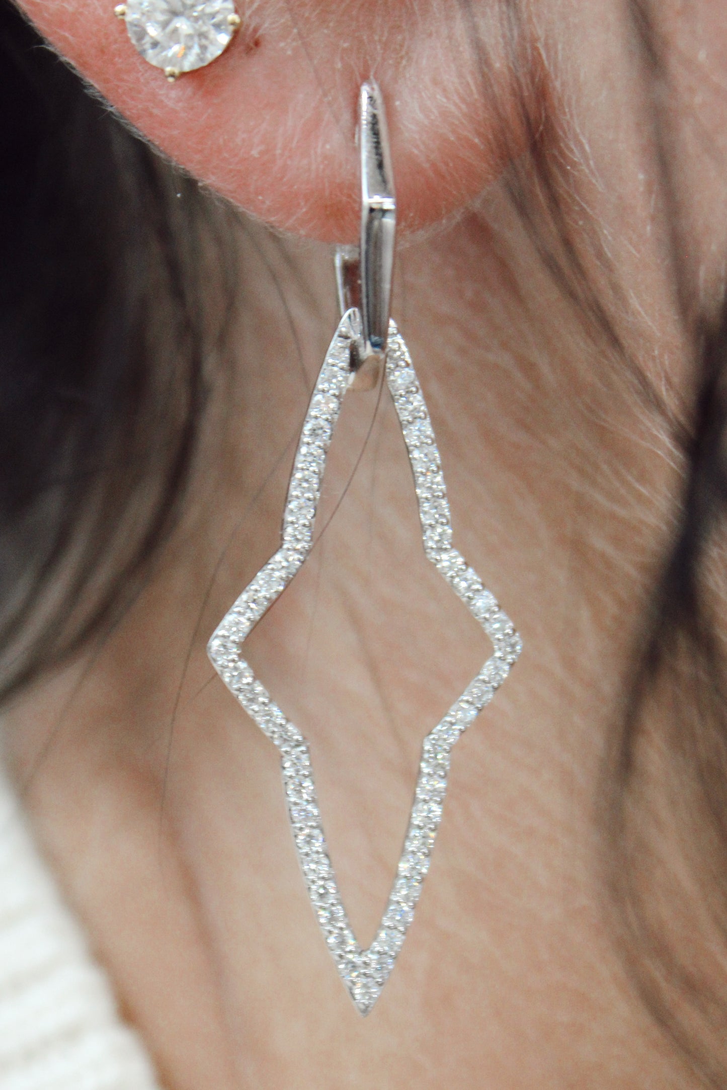 White Gold Drop Earrings - The Jewelers Lebanon