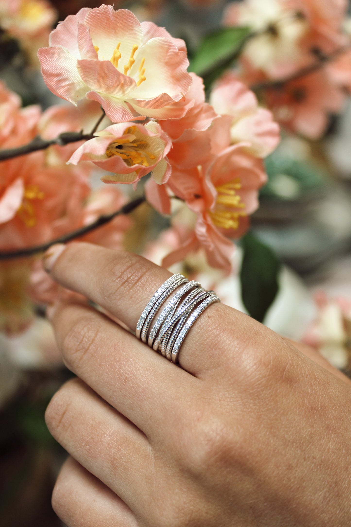 White gold and diamond stackable looking band