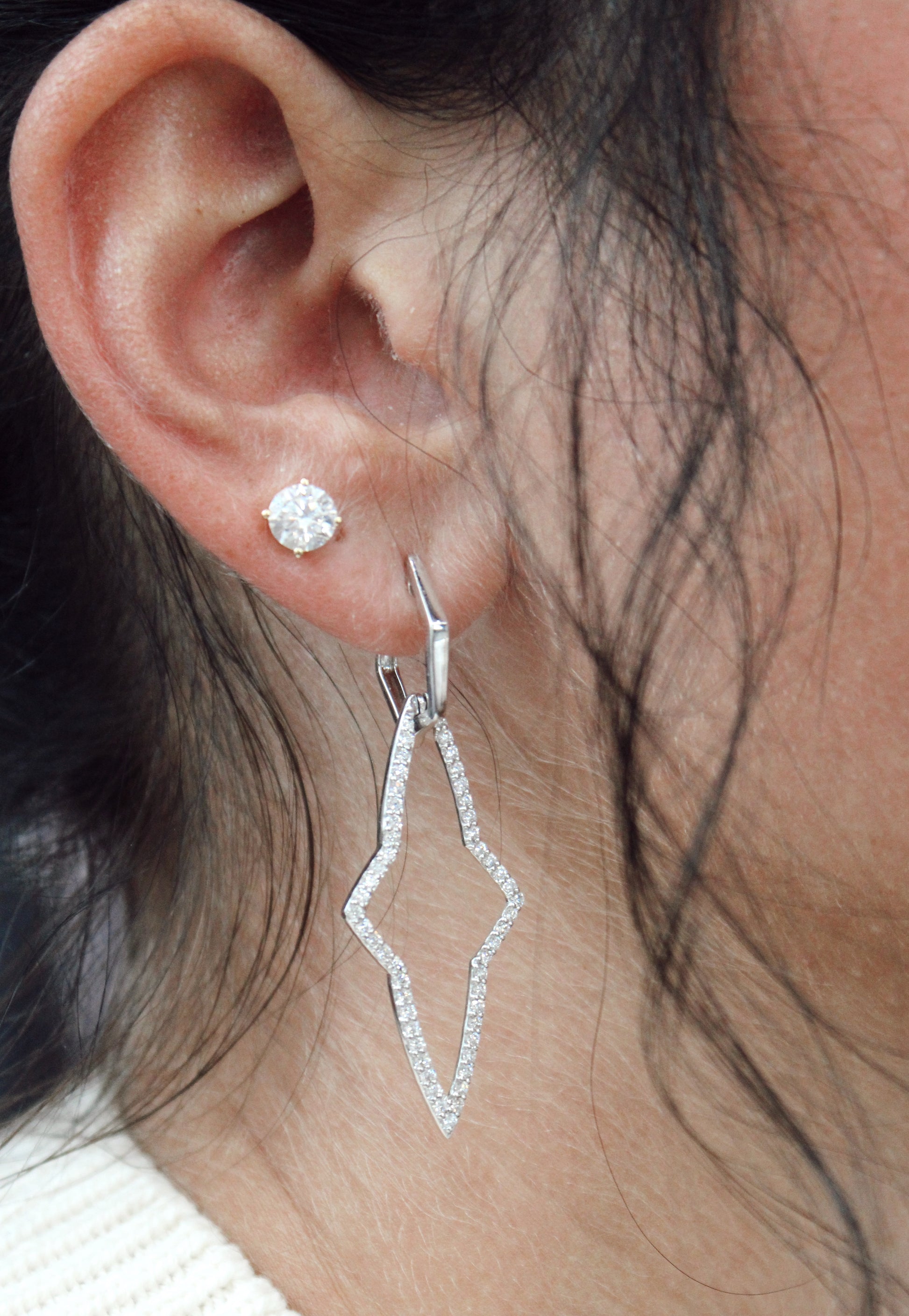 White Gold Drop Earrings - The Jewelers Lebanon