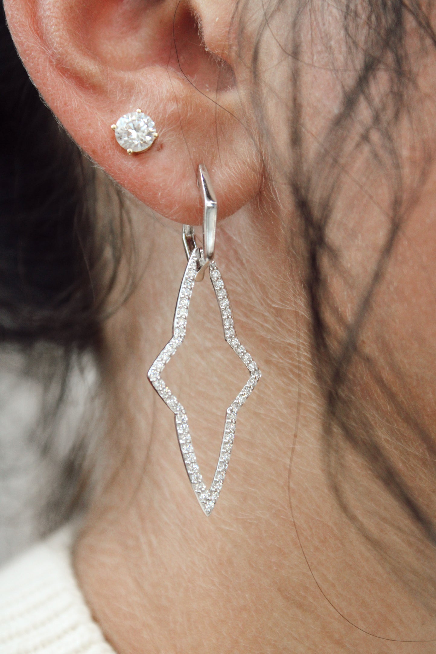 White Gold Drop Earrings - The Jewelers Lebanon