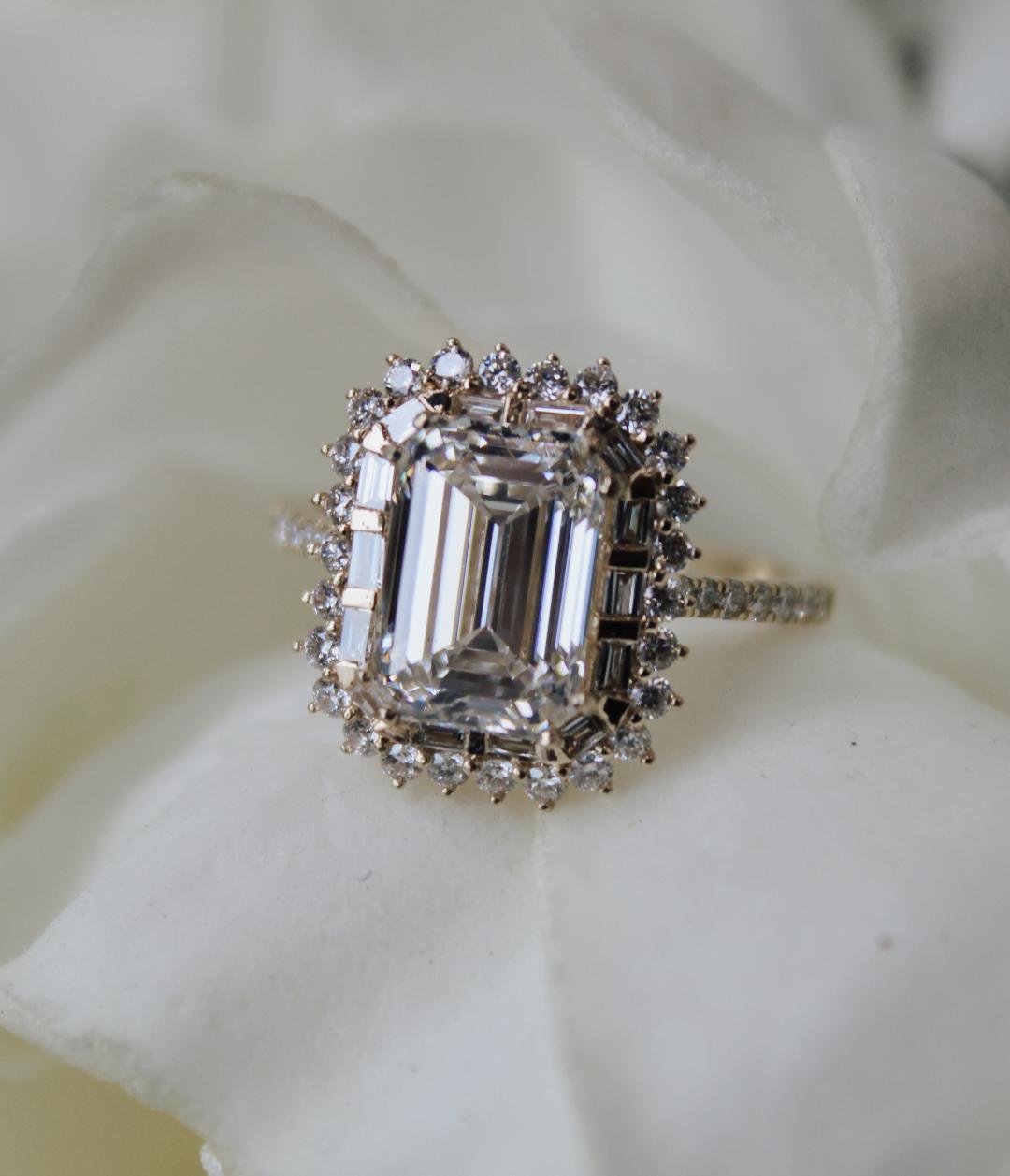 Yellow gold emerald cut engagement ring - The Jewelers Lebanon