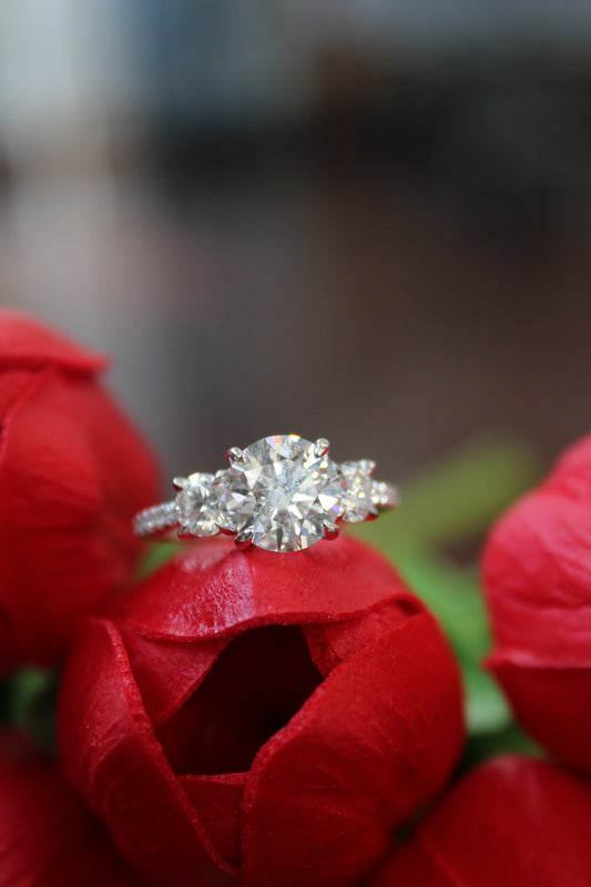 White Gold round Lab Grown Engagement Ring