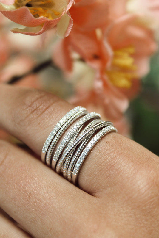 White gold and diamond stackable looking band